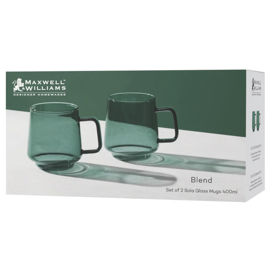 Набор кружек Maxwell & Williams Blend Sala 400 мл, 2 шт, стекло, зеленый, п/к