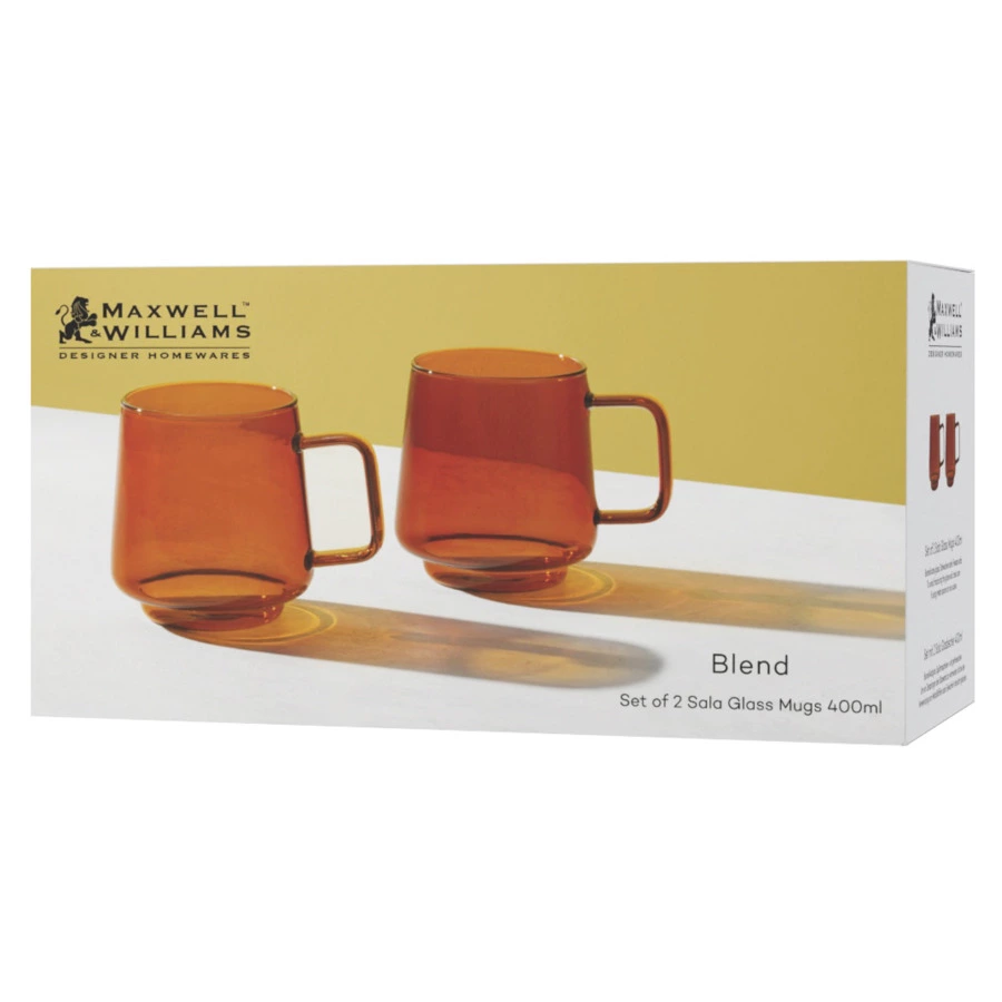 Набор кружек Maxwell & Williams Blend Sala 400 мл, 2 шт, стекло, янтарная, п/к
