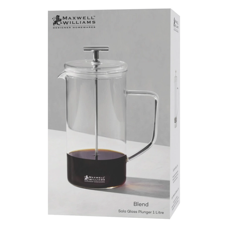 Френч-пресс Maxwell & Williams Blend Sala 1 л, стекло, серебристый, п/к