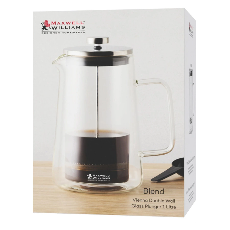 Френч-пресс Maxwell & Williams Blend Vienna 1 л, Сталь нержавеющая, серебристый, п/к