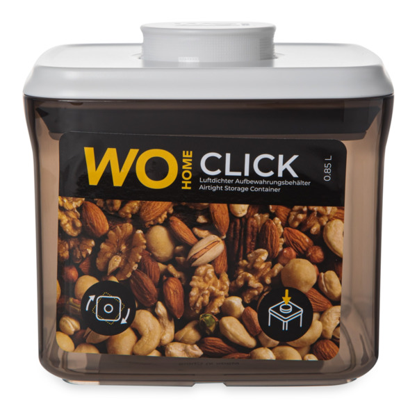 Контейнер для сыпучих продуктов с вакуумной крышкой WO HOME CLICK 850 мл, пластик, коричневый