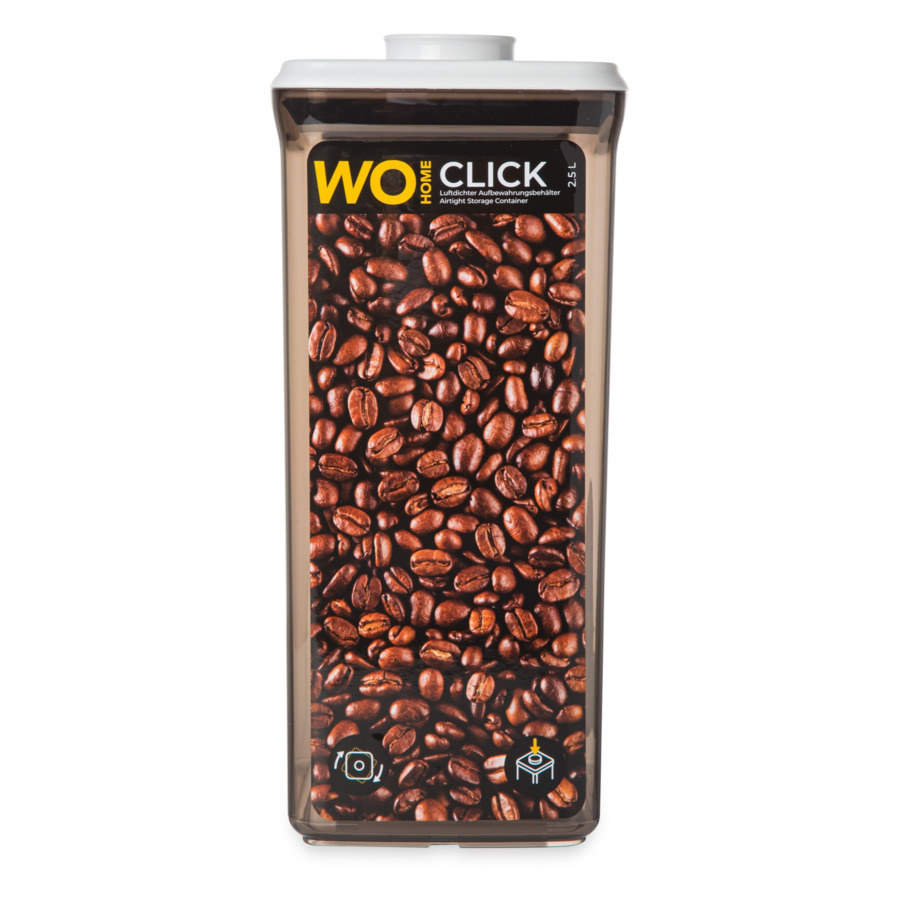 Контейнер для сыпучих продуктов с вакуумной крышкой WO HOME CLICK 2,5 л, пластик, коричневый