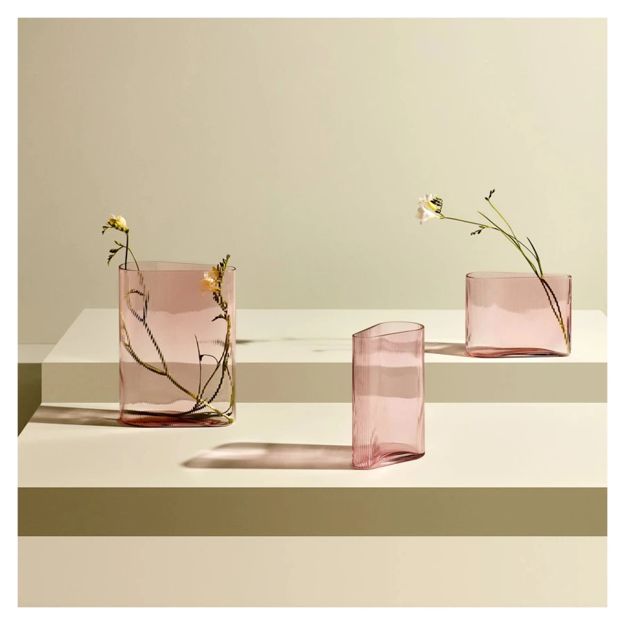 Ваза Nude Glass Туман 29 см, стекло хрустальное, розовая