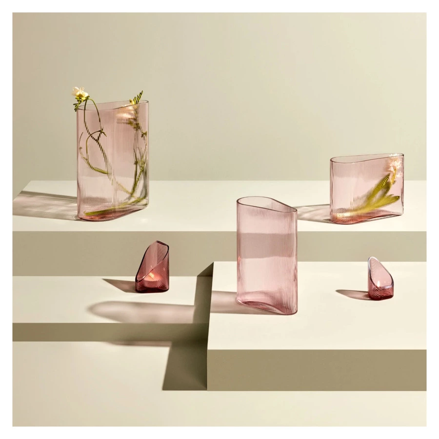 Ваза Nude Glass Туман 29 см, стекло хрустальное, розовая