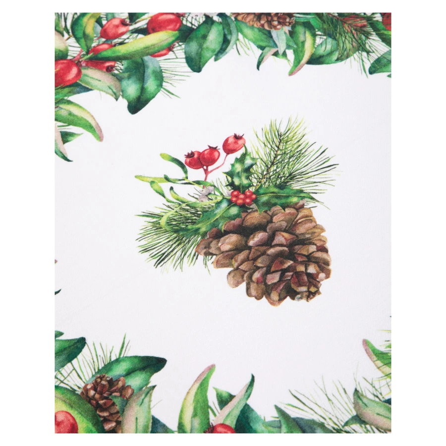 Скатерть прямоугольная Mix&Match Home Елочка 168х450 см, хлопок, белая с принтом