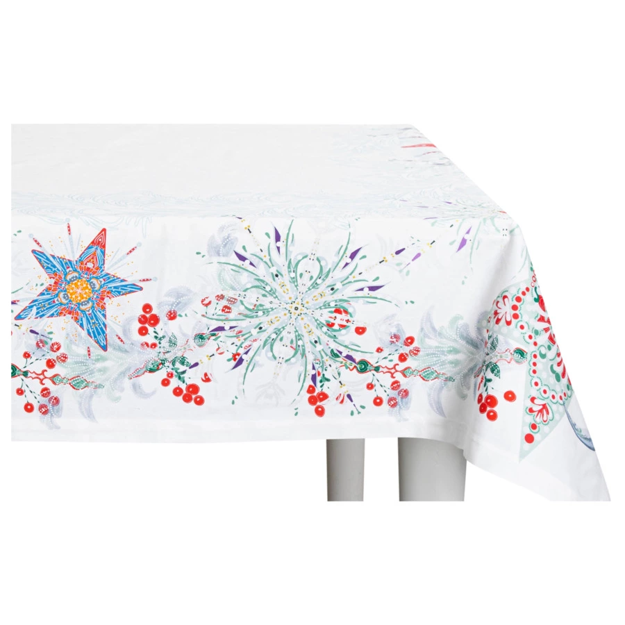 Скатерть прямоугольная Mix&Match Home Счастливая звезда 168х250 см, хлопок, белая с принтом
