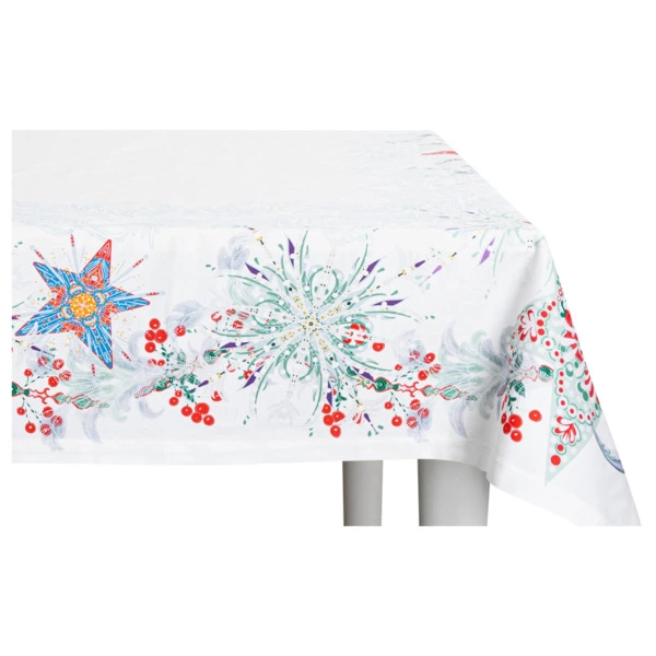 Скатерть прямоугольная Mix&Match Home Счастливая звезда 168х250 см, хлопок, белая с принтом