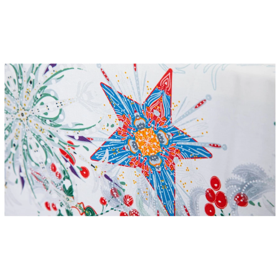 Скатерть прямоугольная Mix&Match Home Счастливая звезда 168х250 см, хлопок, белая с принтом