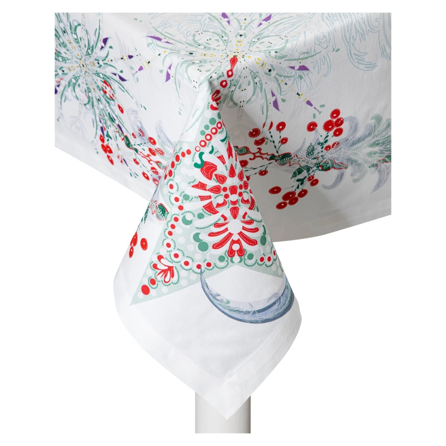 Скатерть прямоугольная Mix&Match Home Счастливая звезда 168х350 см, хлопок, белая с принтом