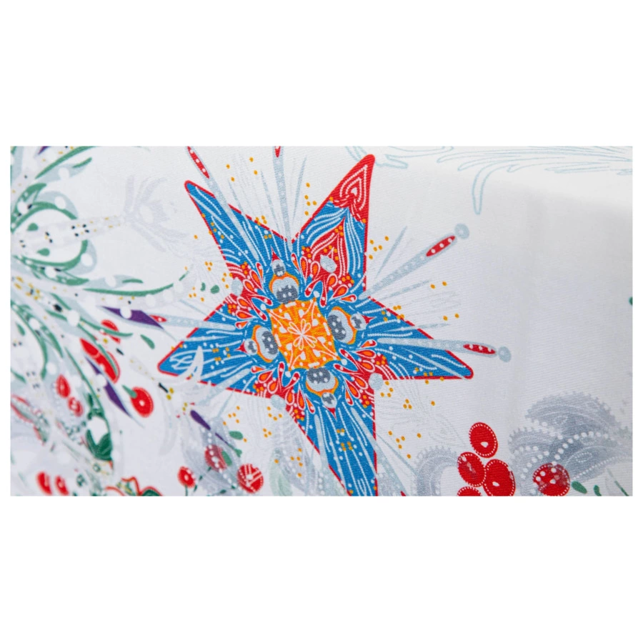 Скатерть прямоугольная Mix&Match Home Счастливая звезда 168х350 см, хлопок, белая с принтом