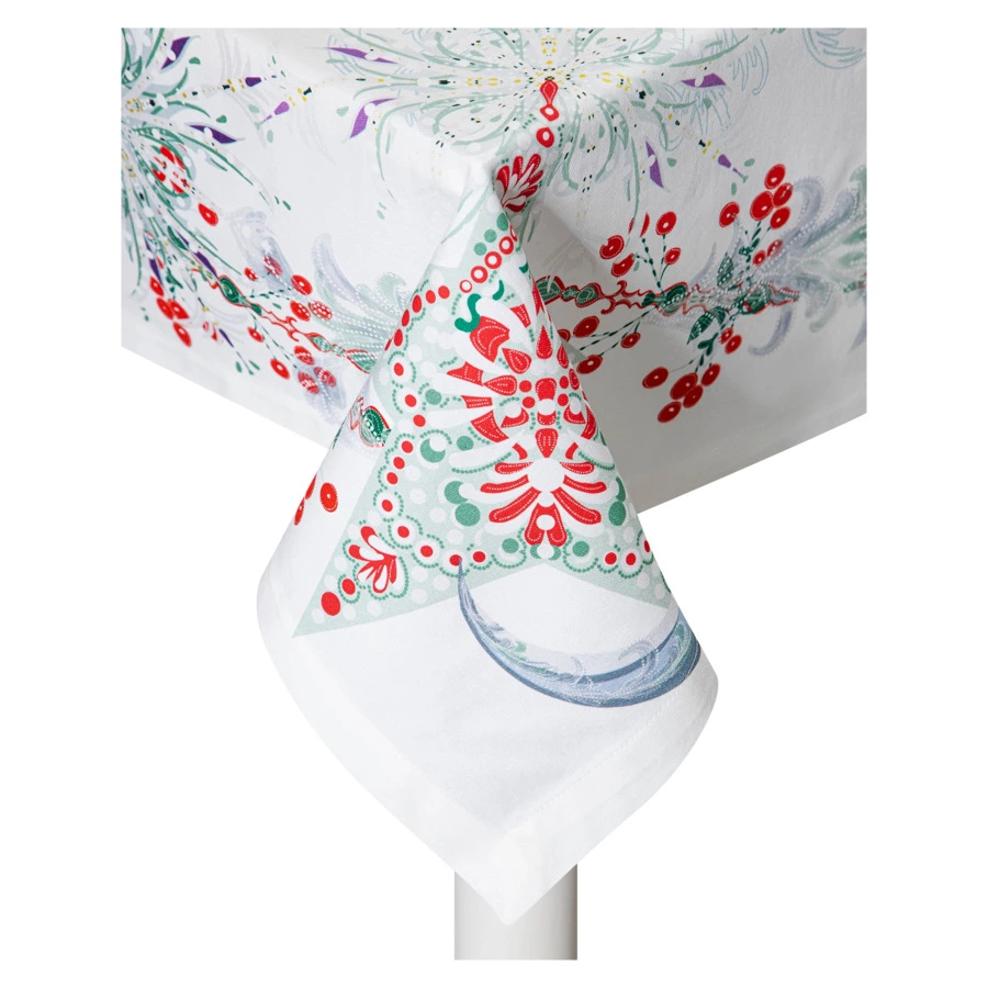 Скатерть прямоугольная Mix&Match Home Счастливая звезда 168х450 см, хлопок, белая с принтом