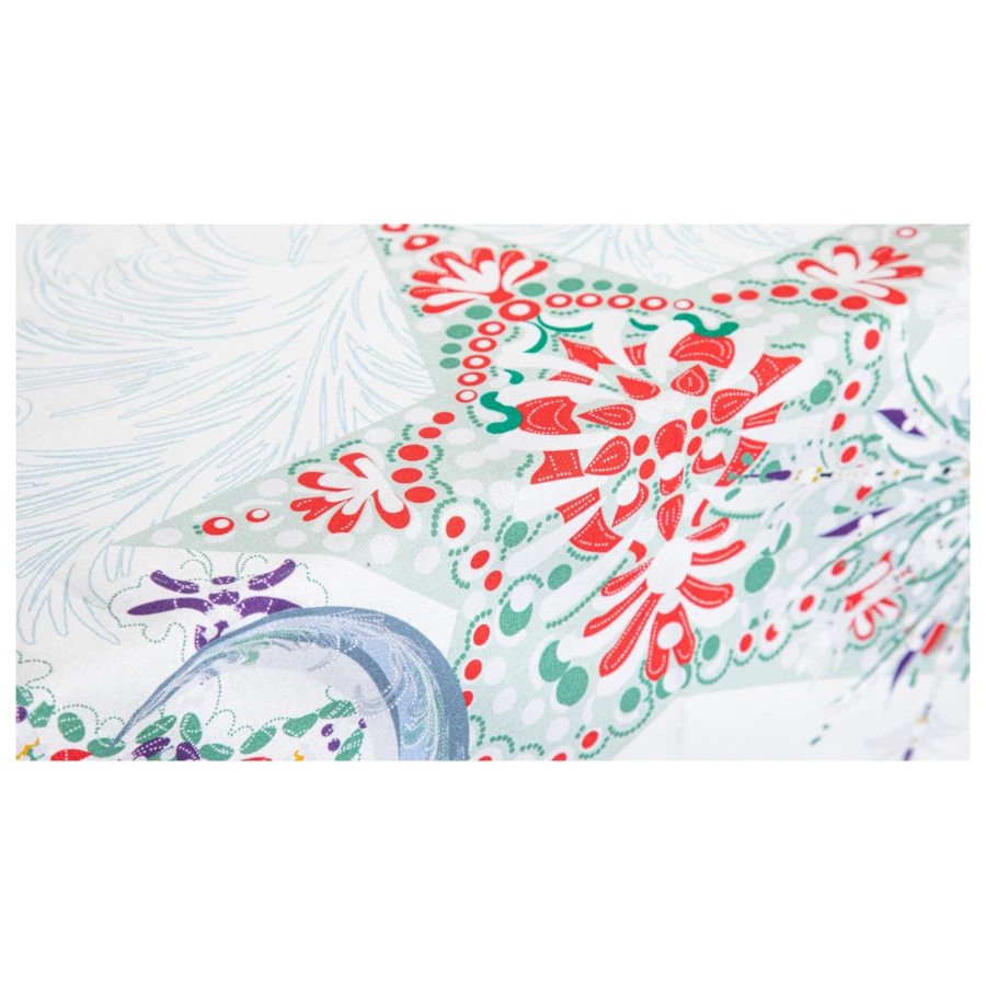 Скатерть прямоугольная Mix&Match Home Счастливая звезда 168х450 см, хлопок, белая с принтом