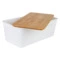 Хлебница с бамбуковой крышкой Axentia 34х13,5х18 см 8,2 л, пластик, белая