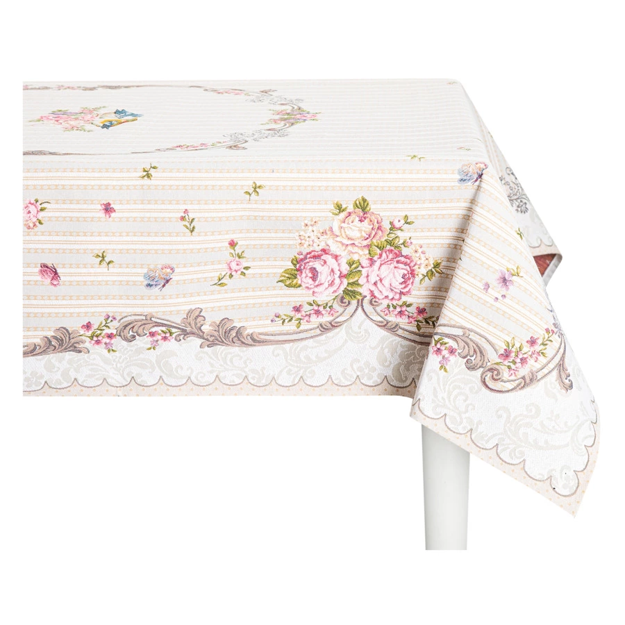 Скатерть прямоугольная Mix&Match Home Лето в разгаре 155х320 см, гобелен, бежевая