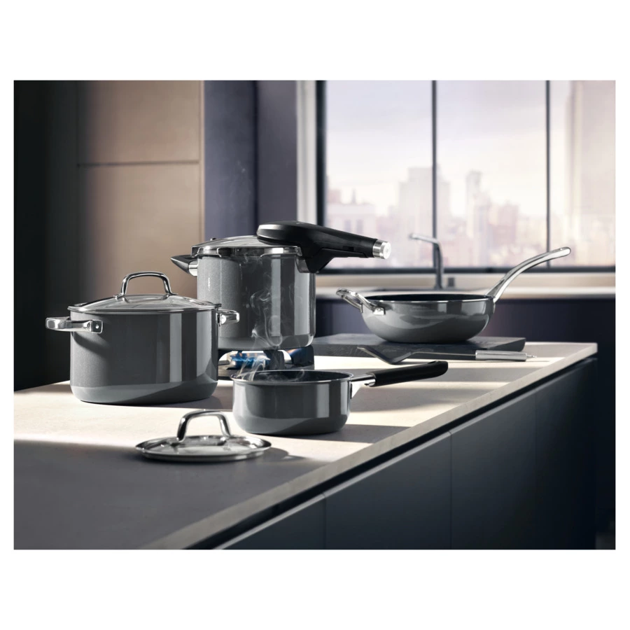 Ковш с антипригарным покрытием WMF Fusiontec Mineral Platinum 1,3 л 16 см, сталь нержавеющая, серый