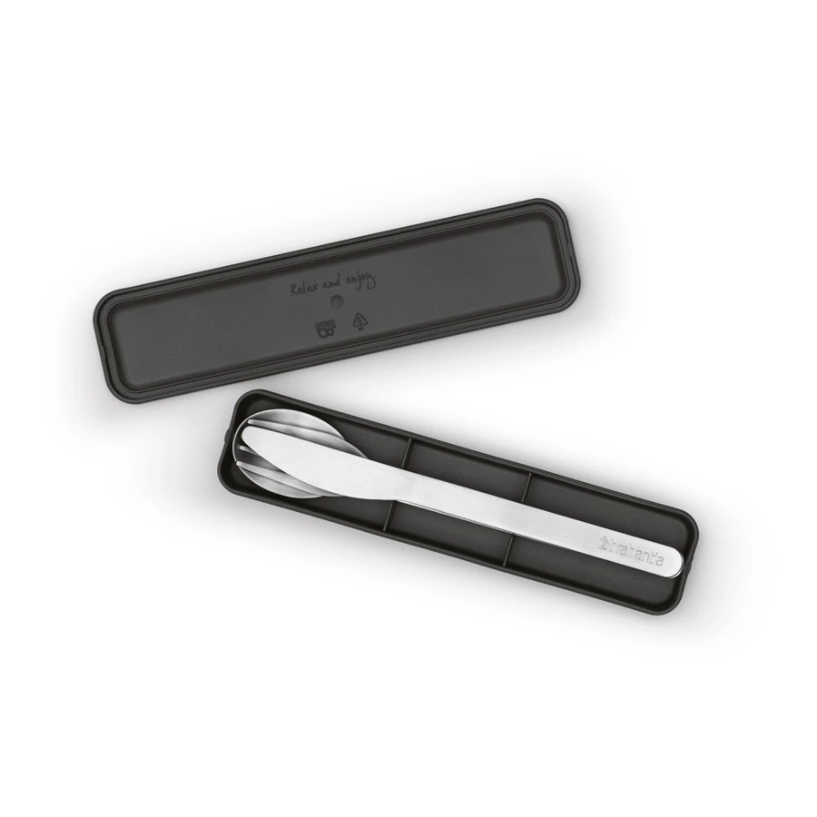 Набор столовых приборов в футляре Brabantia на 1 персону, сталь нержавеющая, пластик, темно-серый