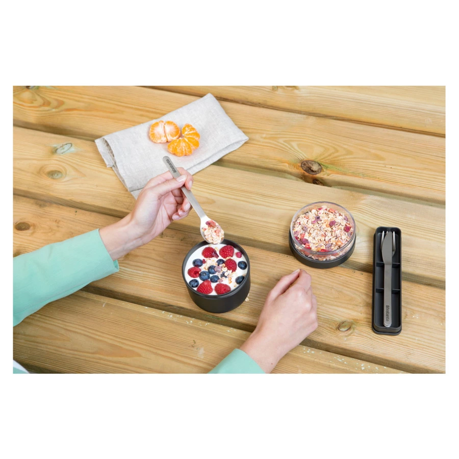 Набор столовых приборов в футляре Brabantia на 1 персону, сталь нержавеющая, пластик, темно-серый