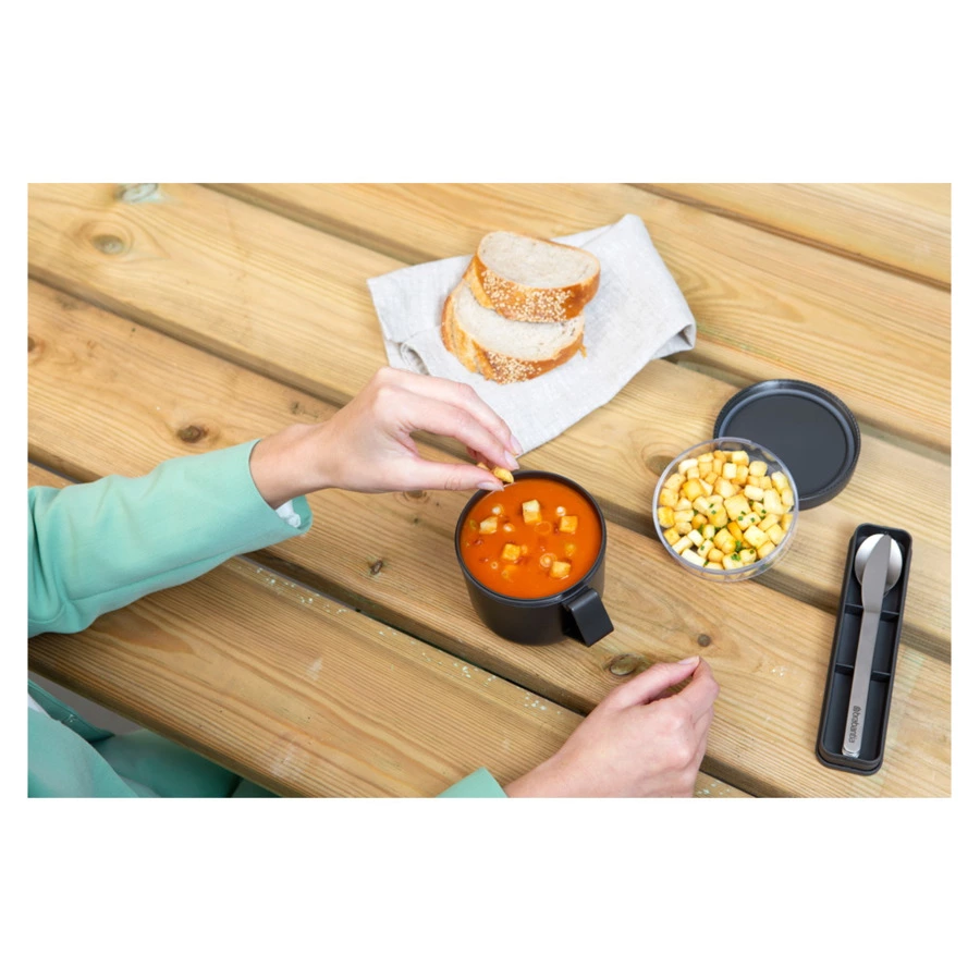 Набор столовых приборов в футляре Brabantia на 1 персону, сталь нержавеющая, пластик, темно-серый