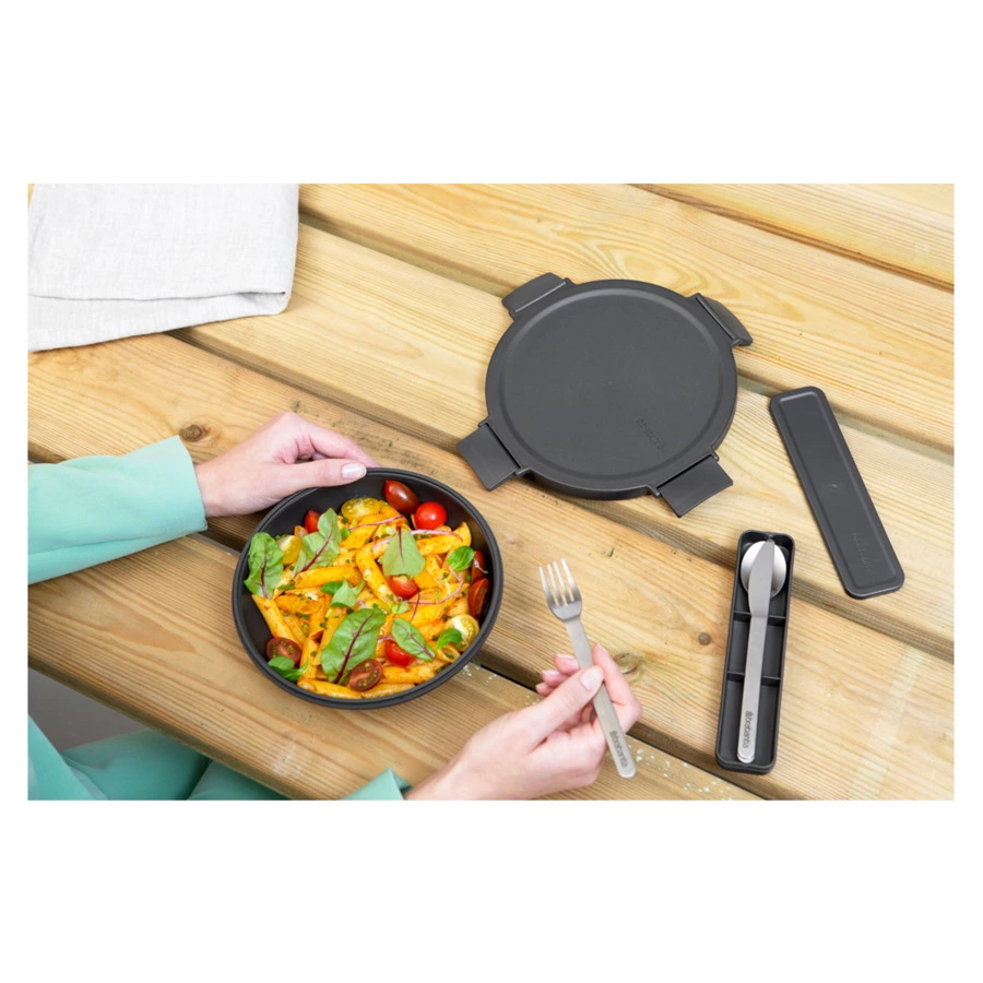 Набор столовых приборов в футляре Brabantia на 1 персону, сталь нержавеющая, пластик, темно-серый