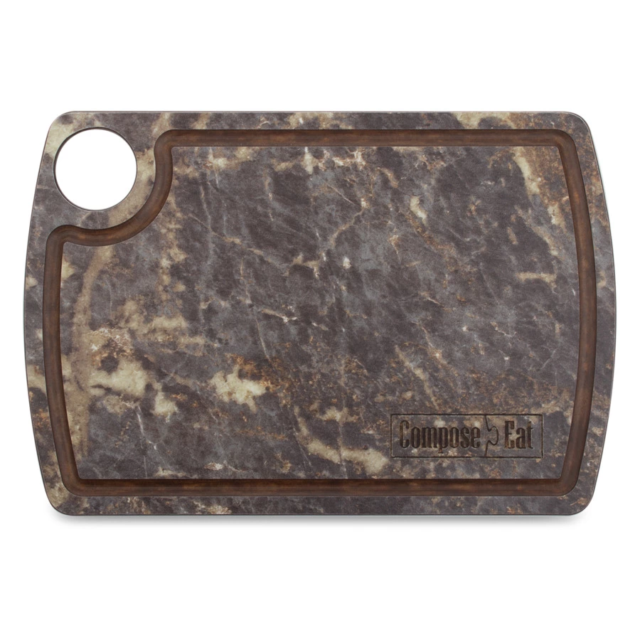 Доска разделочная с желобом ComposeEat Fashion 22х15 см, композит, мрамор имперадор
