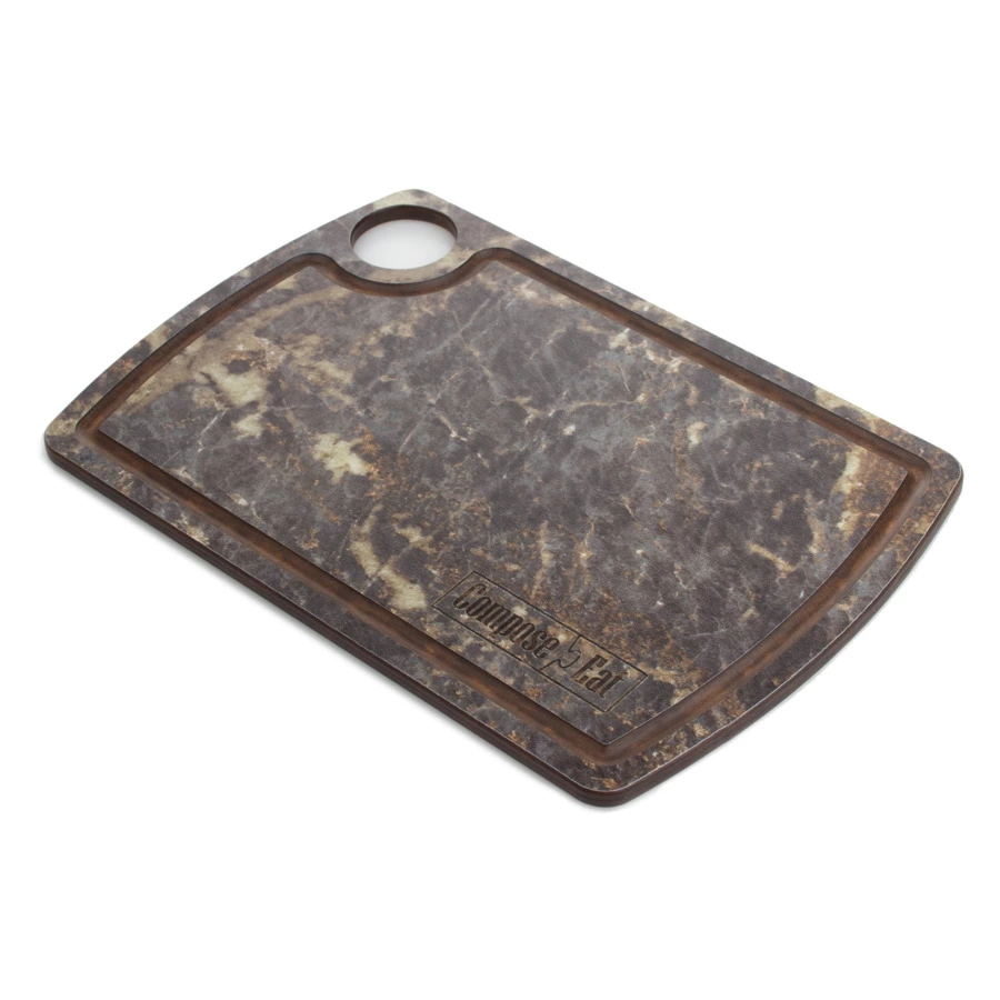 Доска разделочная с желобом ComposeEat Fashion 22х15 см, композит, мрамор имперадор