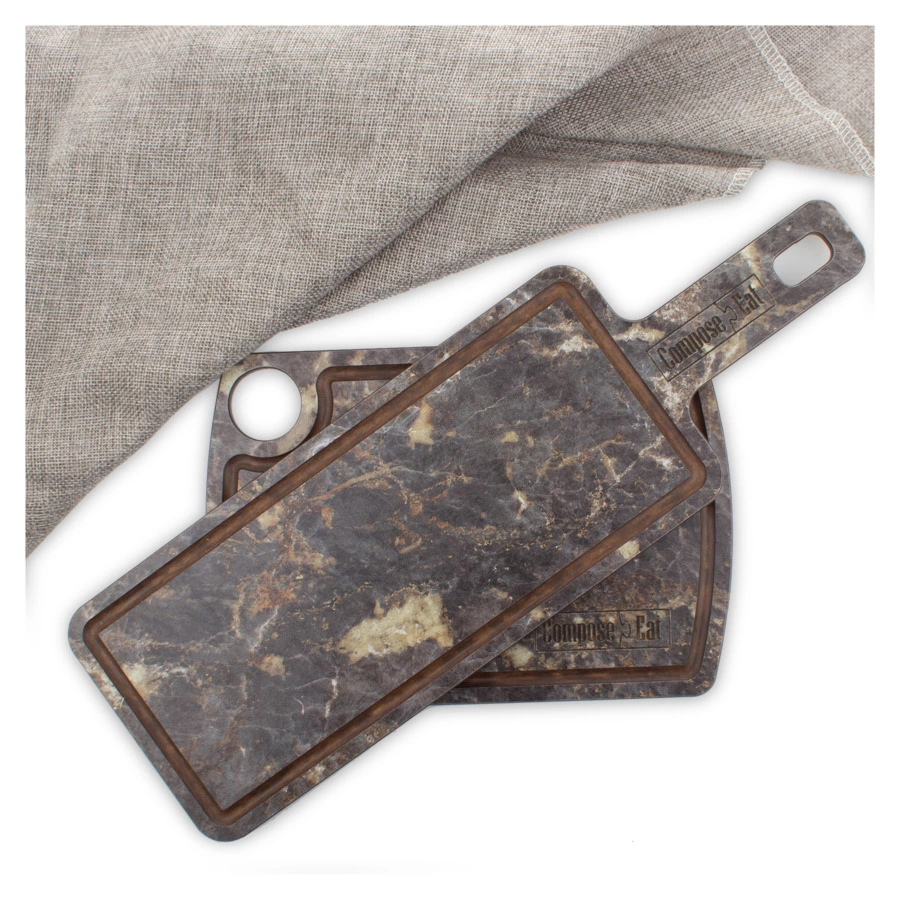 Доска разделочная с желобом ComposeEat Fashion 22х15 см, композит, мрамор имперадор