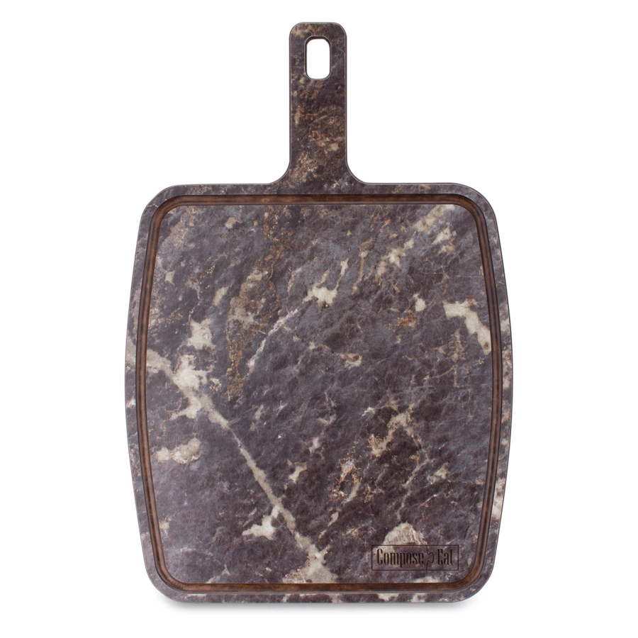 Доска разделочная с ручкой и желобом ComposeEat Fashion 36х25 см, композит, мрамор имперадор