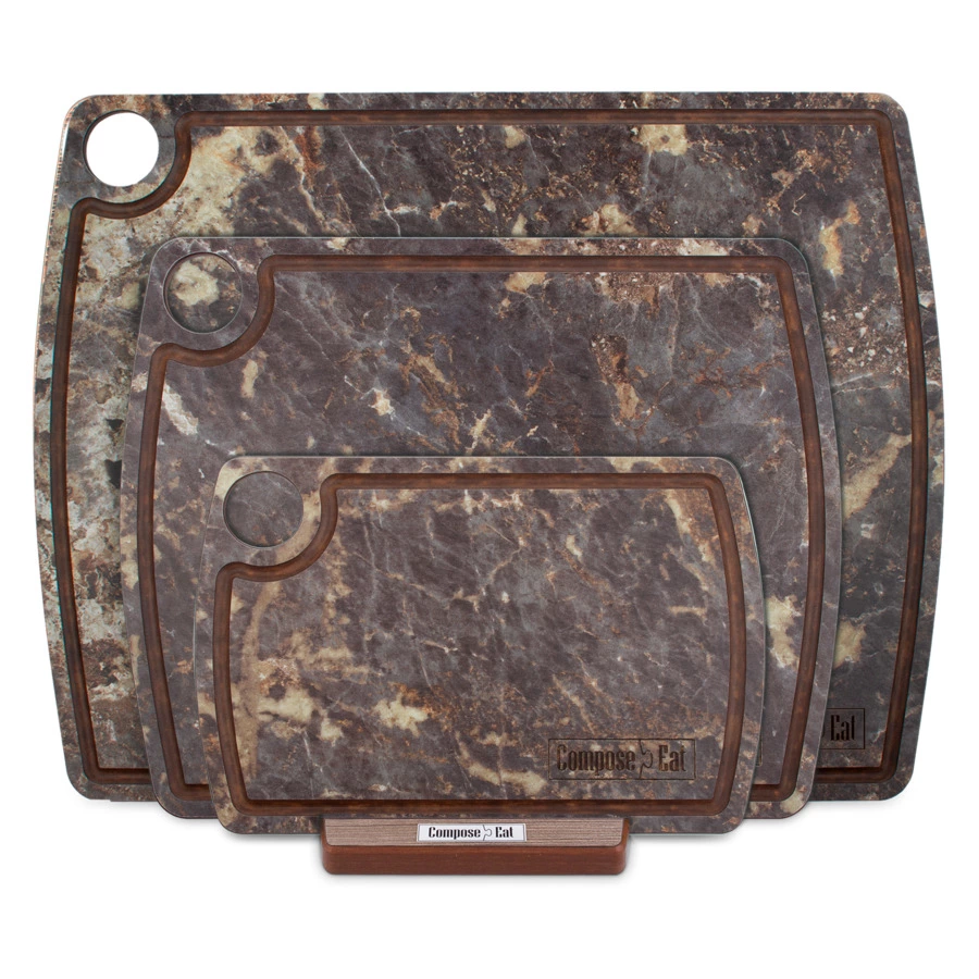 Набор разделочных досок на подставке ComposeEat Fashion 3 шт, композит,  мрамор имперадор