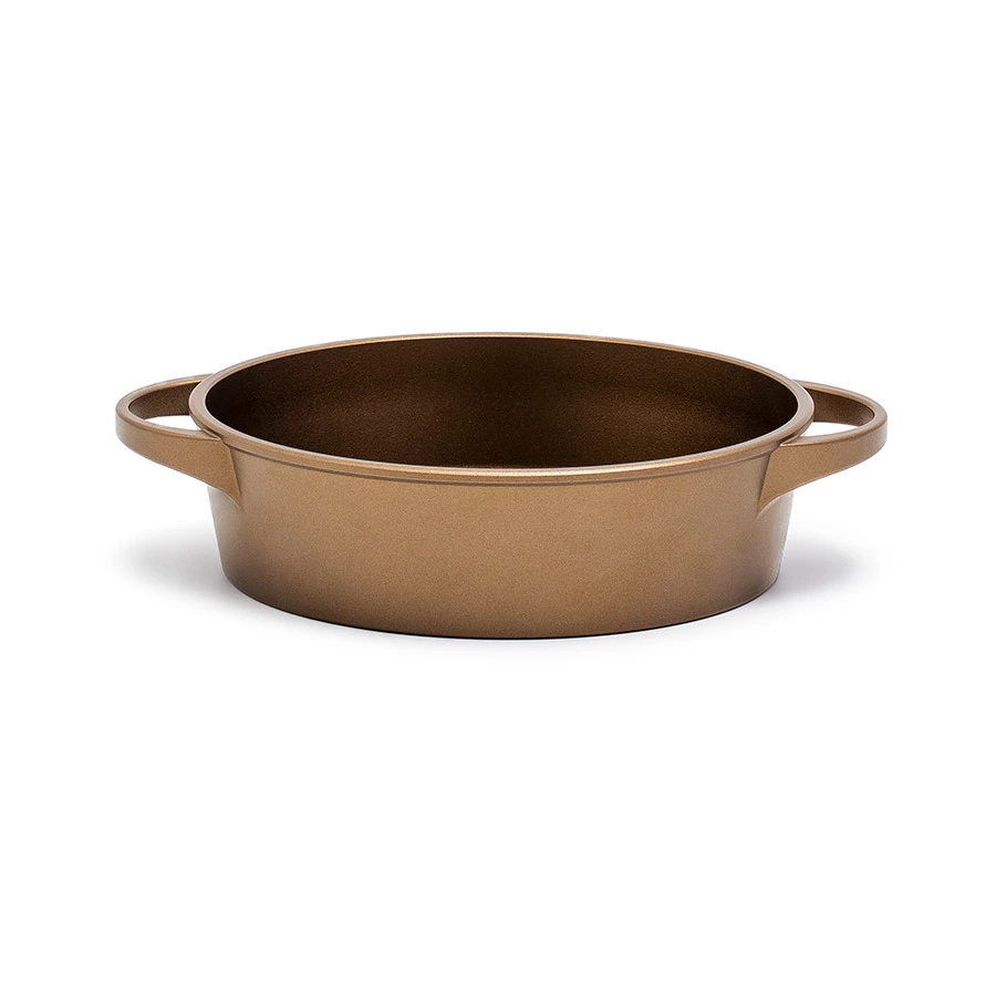 Сотейник для индукции с ручками Luchetti 24 см, алюминий литой, золотой, п/к