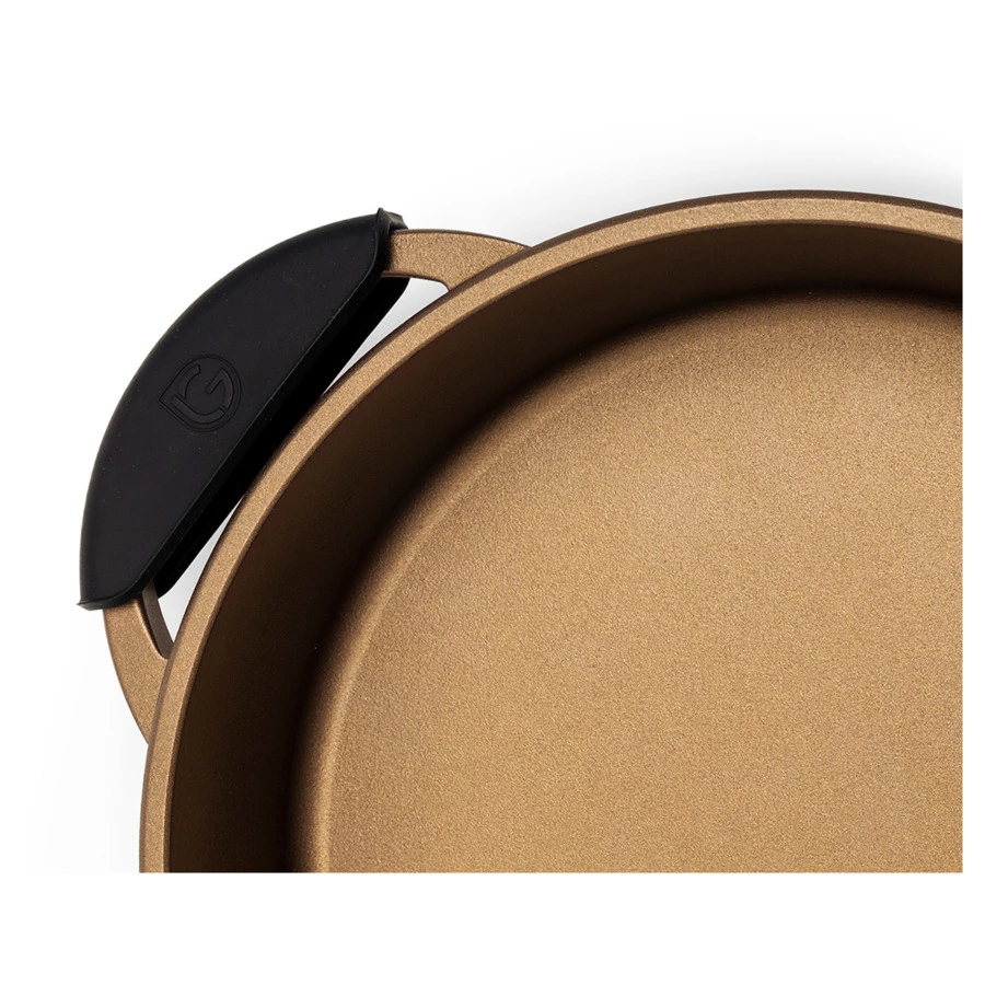 Сотейник для индукции с ручками Luchetti 24 см, алюминий литой, золотой, п/к