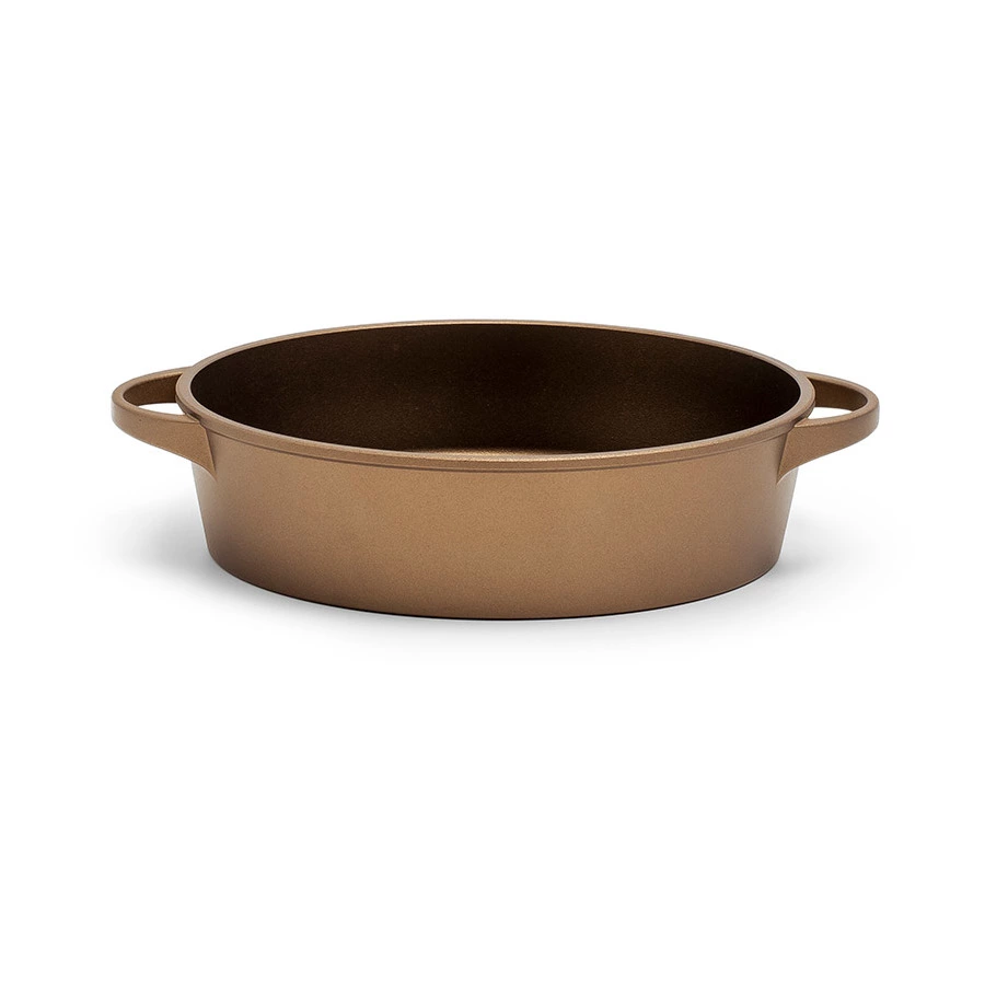 Сотейник для индукции с ручками Luchetti 28 см, алюминий литой, золотой, п/к