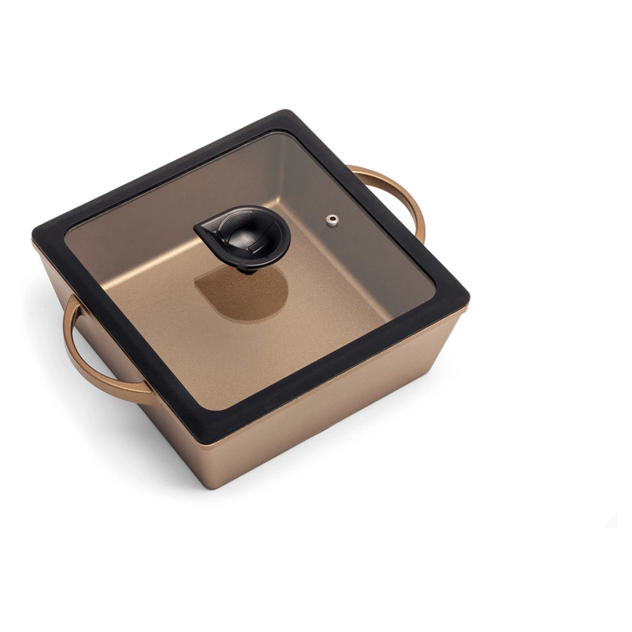 Сотейник для индукции с ручками Luchetti 25х25 см, алюминий литой, золотой, п/к