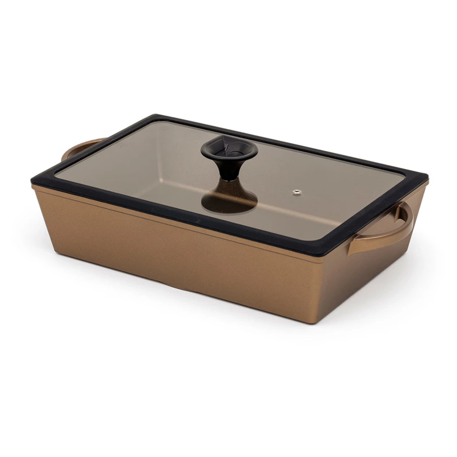 Сотейник для индукции с ручками Luchetti 25х35 см, алюминий литой, золотой, п/к