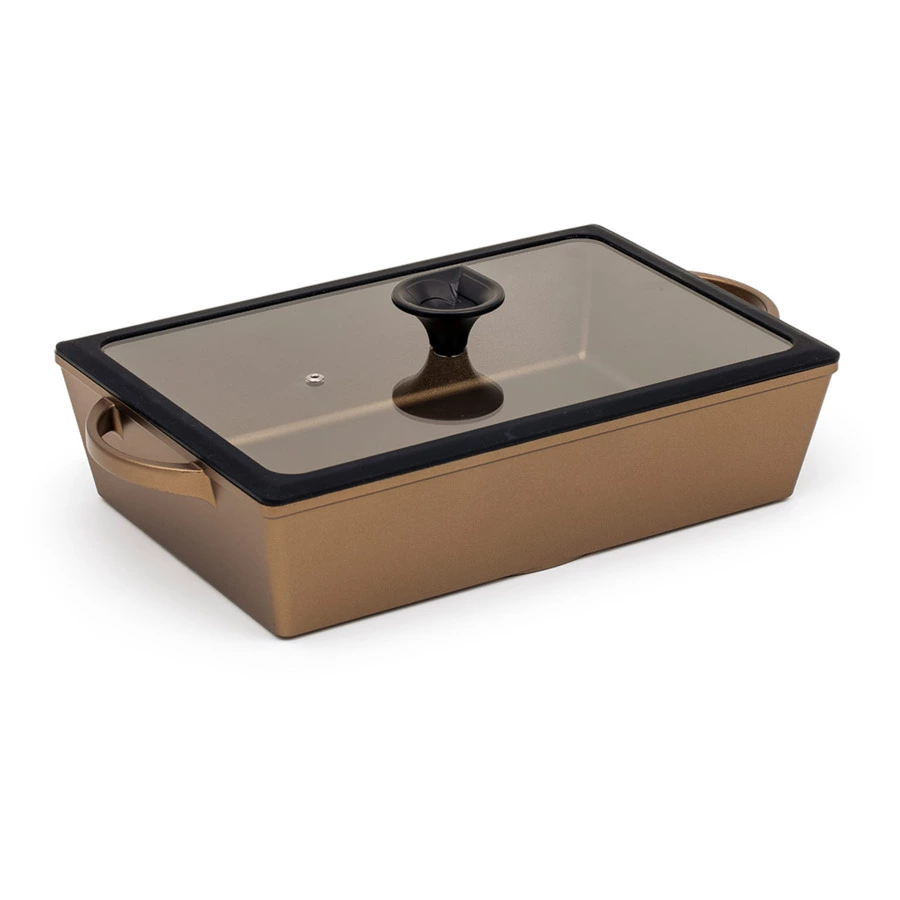 Сотейник для индукции с ручками Luchetti 25х35 см, алюминий литой, золотой, п/к