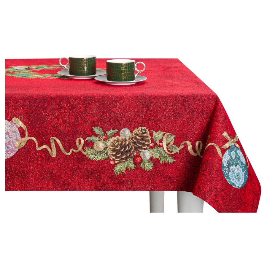 Скатерть прямоугольная Mix&Match Home Красный Бархат 165х360 см, гобелен, красная