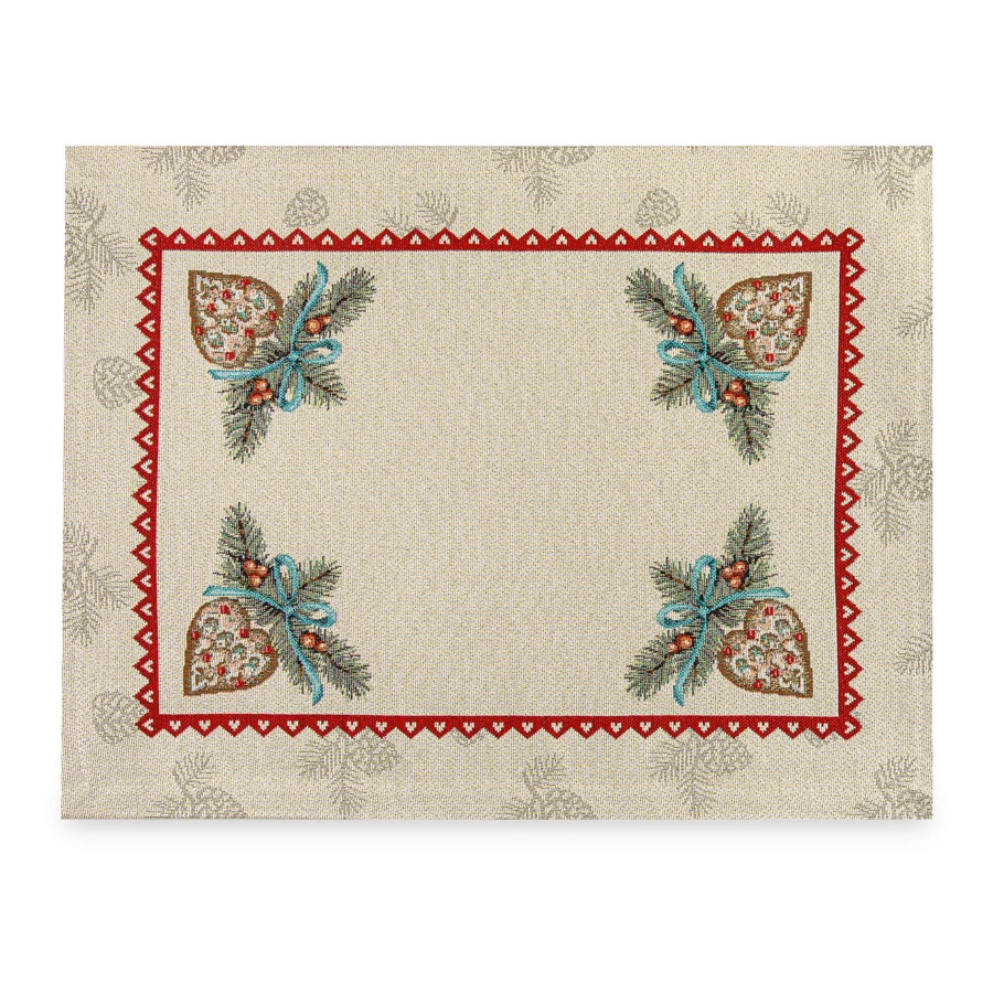 Набор салфеток подстановочных Mix&Match Home Рождественский Венок 35х45 см, 2 шт, гобелен, бежевый