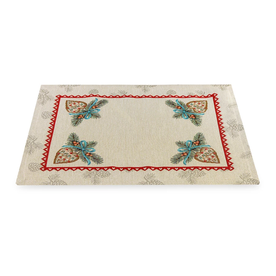 Набор салфеток подстановочных Mix&Match Home Рождественский Венок 35х45 см, 2 шт, гобелен, бежевый