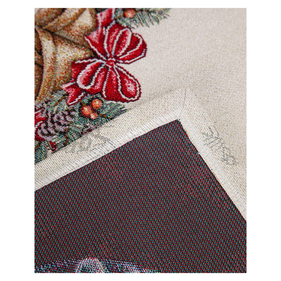 Скатерть прямоугольная Mix&Match Home Рождественский Венок 140х280 см , гобелен, бежевая