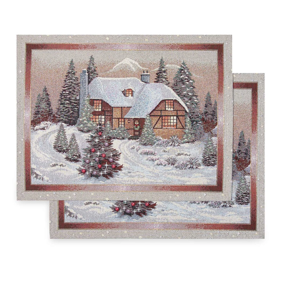 Набор салфеток подстановочных Mix&Match Home Перед Рождеством 35х50 см, 2 шт, гобелен, бежевый