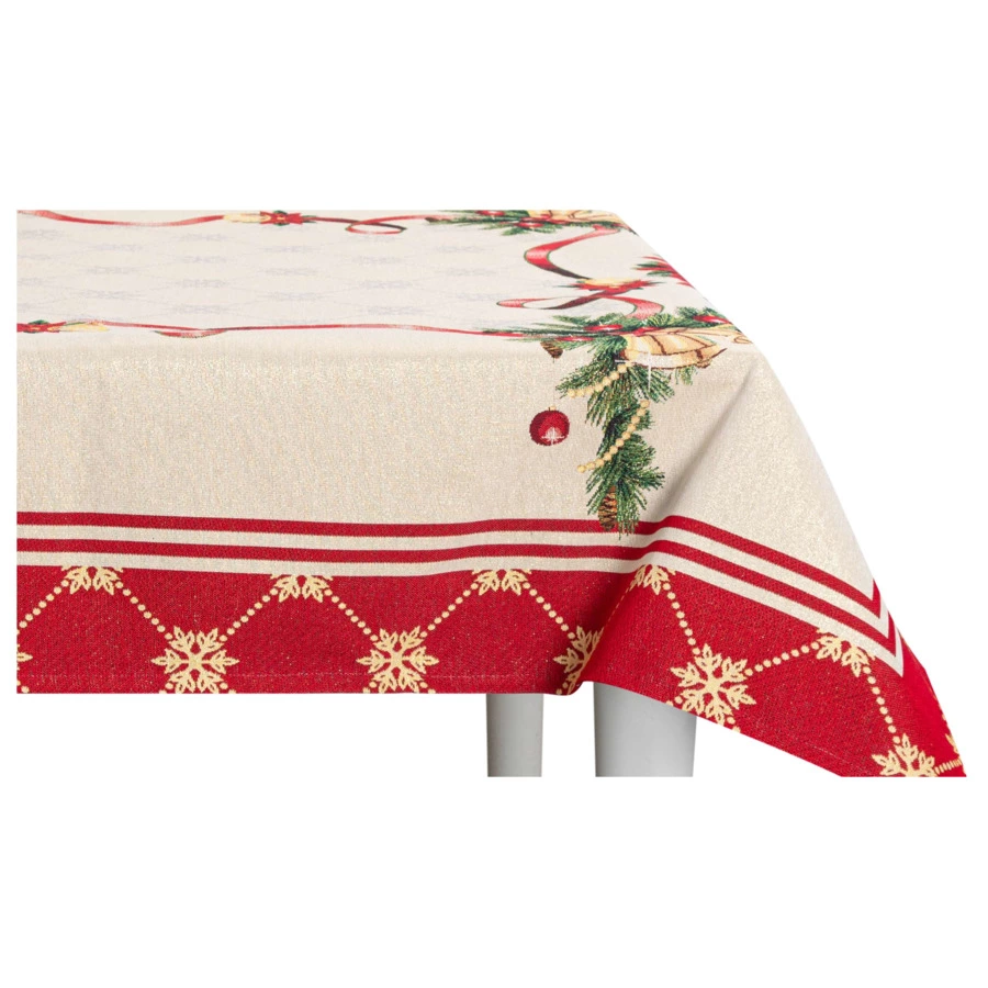 Скатерть прямоугольная Mix&Match Home Пуансеттия 140х300 см , гобелен, красная