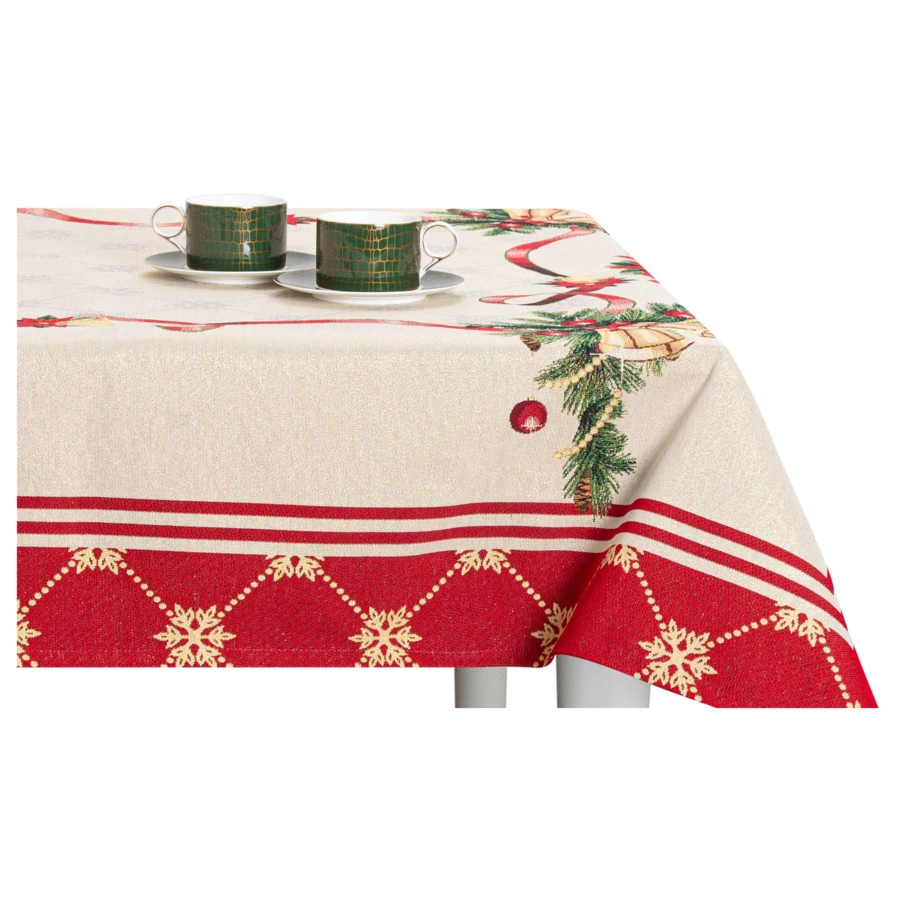 Скатерть прямоугольная Mix&Match Home Пуансеттия 140х300 см , гобелен, красная