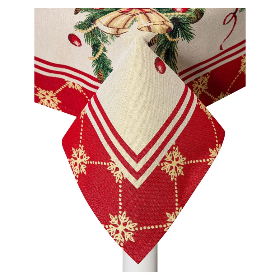 Скатерть прямоугольная Mix&Match Home Пуансеттия 140х300 см , гобелен, красная