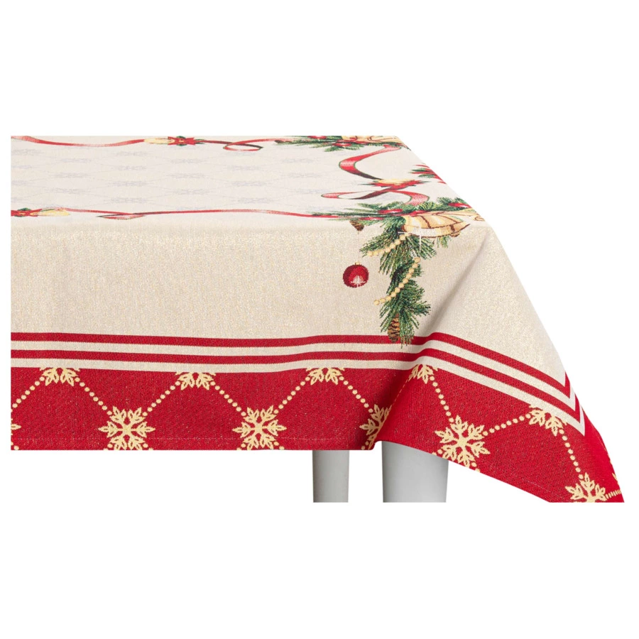 Скатерть прямоугольная Mix&Match Home Пуансеттия 140х360 см , гобелен, красная