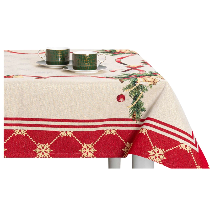 Скатерть прямоугольная Mix&Match Home Пуансеттия 140х360 см , гобелен, красная