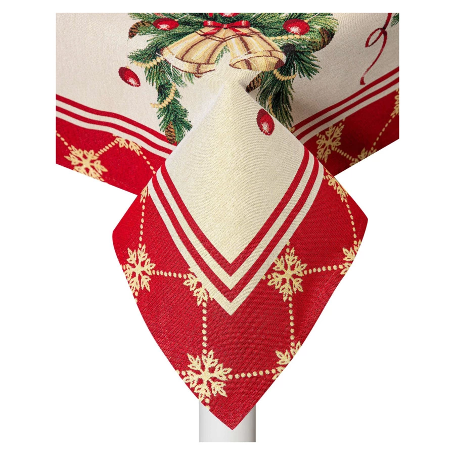 Скатерть прямоугольная Mix&Match Home Пуансеттия 140х360 см , гобелен, красная