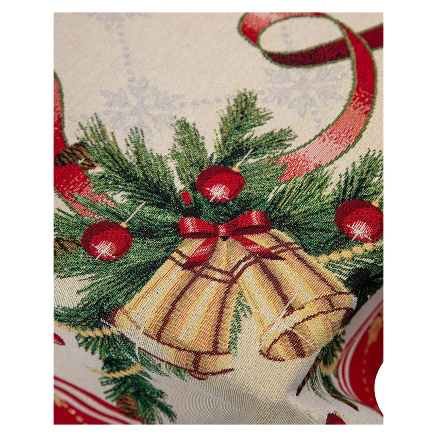 Скатерть прямоугольная Mix&Match Home Пуансеттия 140х360 см , гобелен, красная