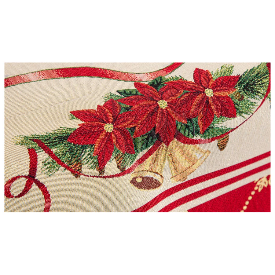 Скатерть прямоугольная Mix&Match Home Пуансеттия 140х360 см , гобелен, красная