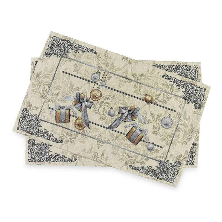 Набор салфеток подстановочных Mix&Match Home Серебряная зима 35х50 см, 2 шт, гобелен, серая