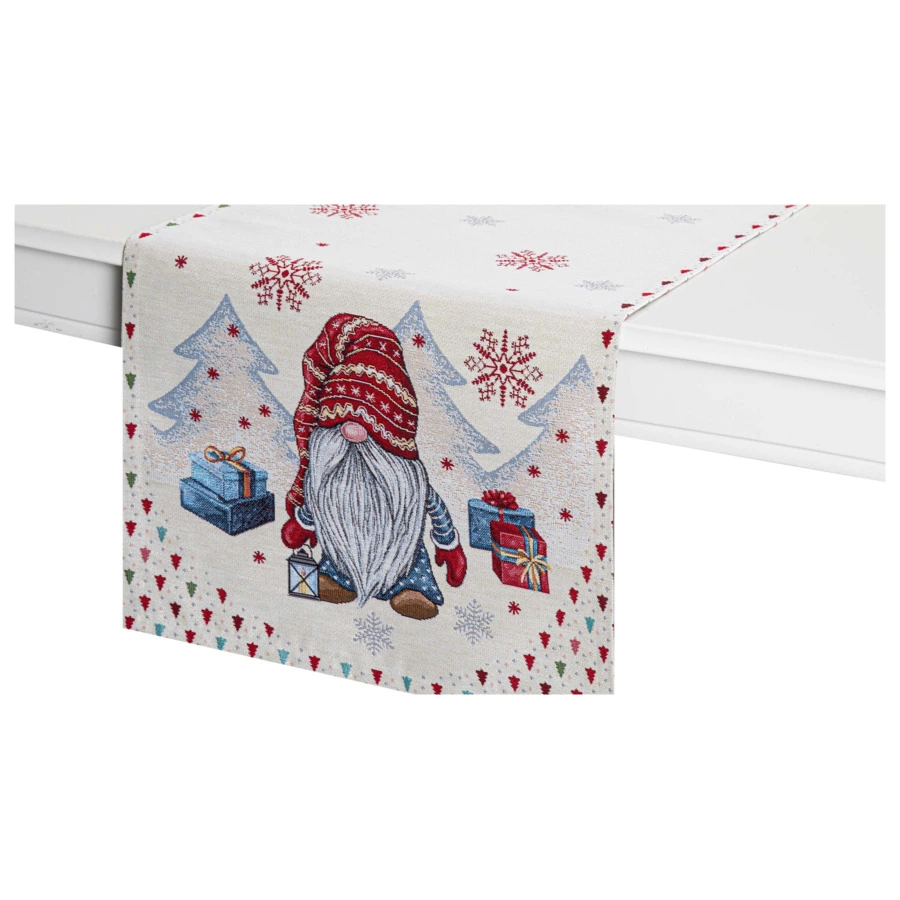Дорожка для стола Mix&Match Home Рождественские гномы 44х140 см, гобелен, бежевая