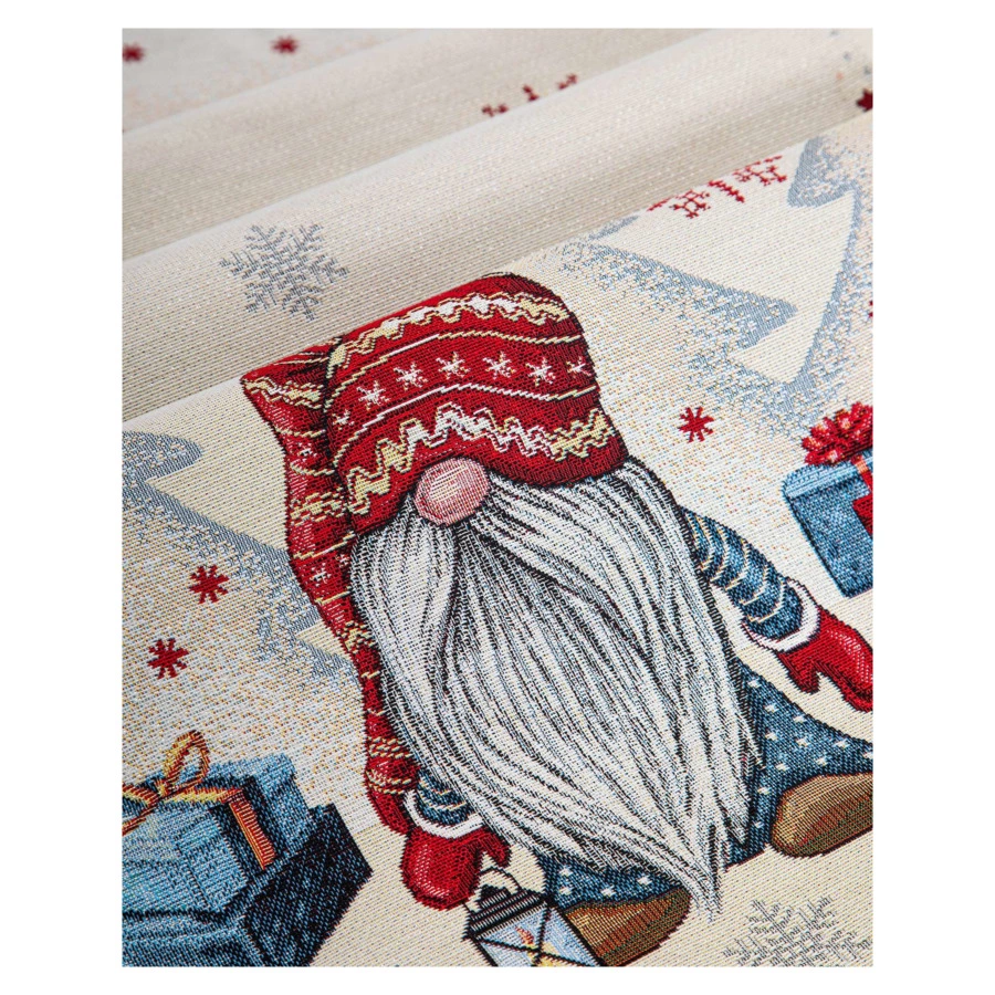 Дорожка для стола Mix&Match Home Рождественские гномы 44х140 см, гобелен, бежевая